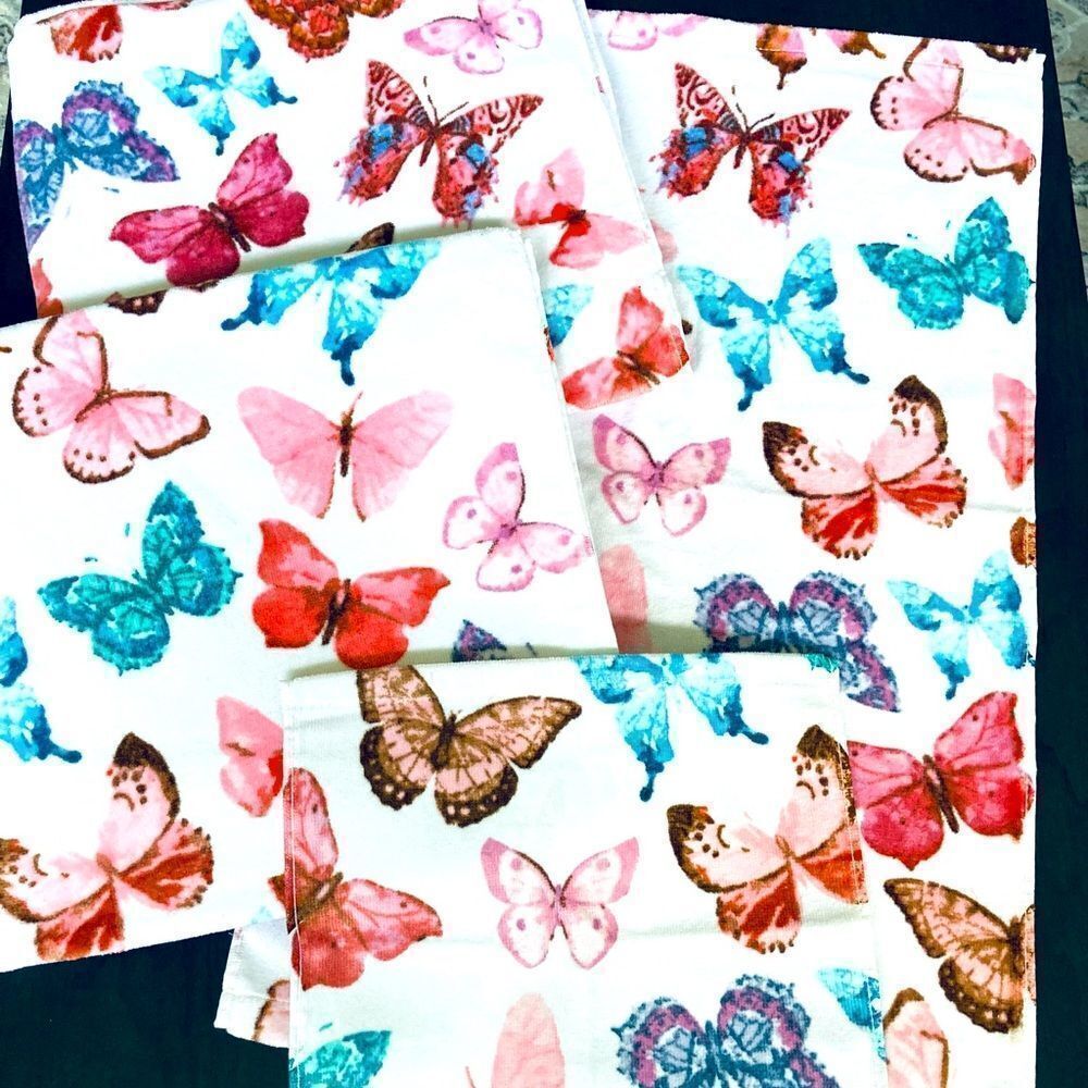 Butterfly Pink Multi 4-pc Spring Bath Towels Set